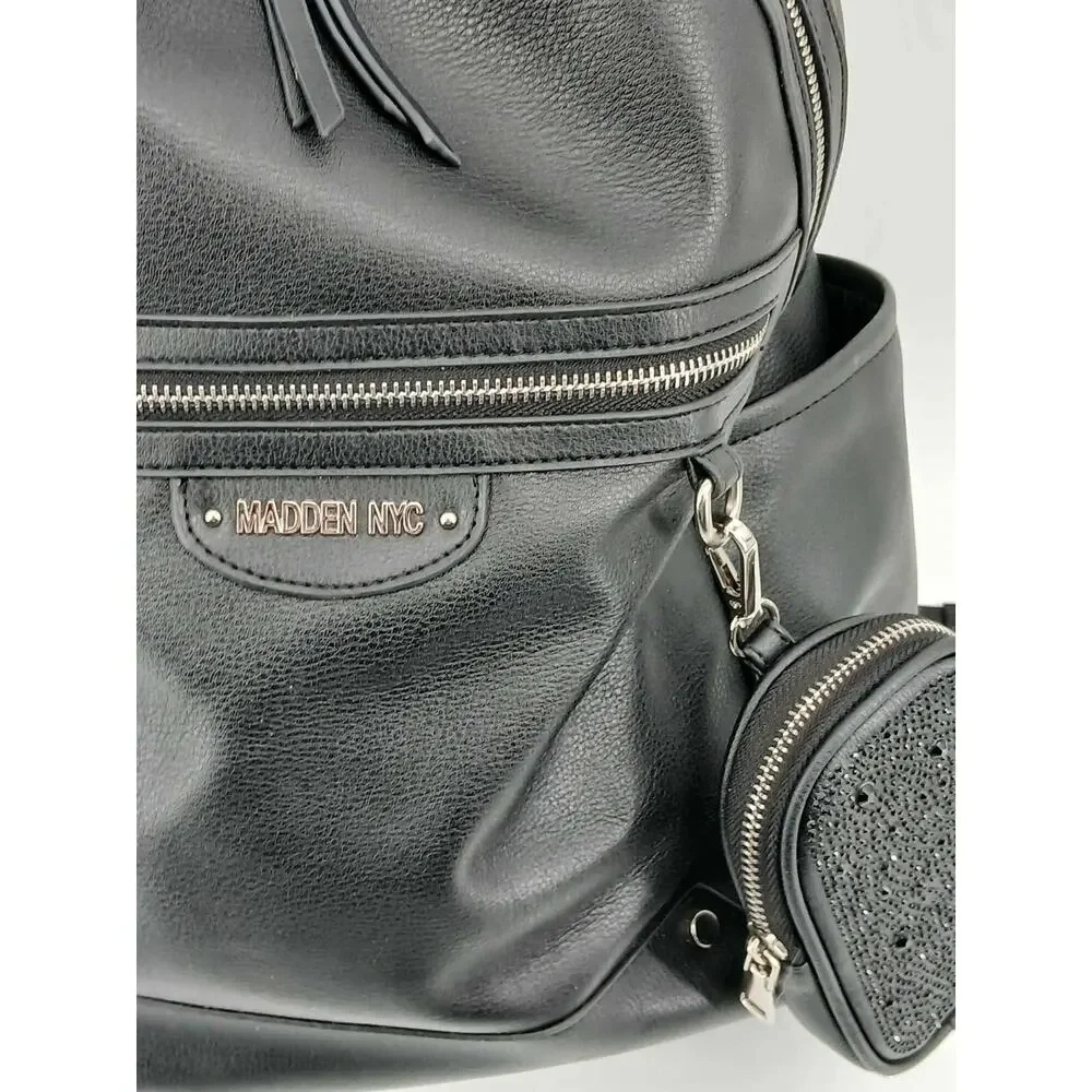 Black faux leather Steve Madden NYC backpack